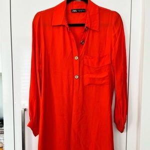 Zara Shirt Dress (Orange Color) size Small
